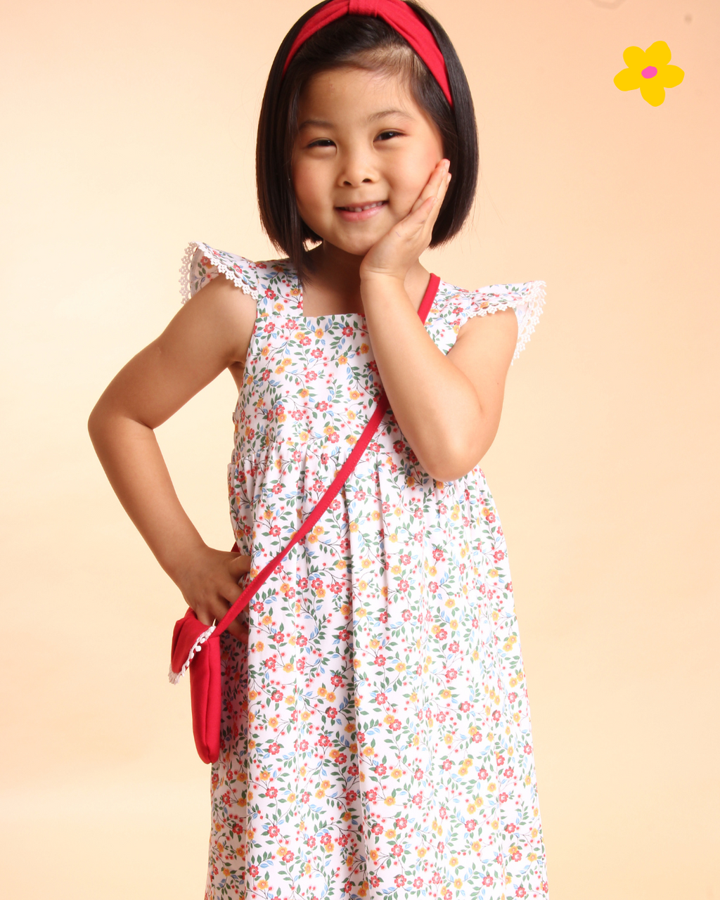 VESTIDO EVELYN FLORZINHA VERMELHO