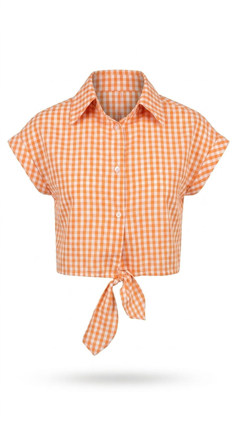 CAMISA NOZINHO XADREZ LARANJA
