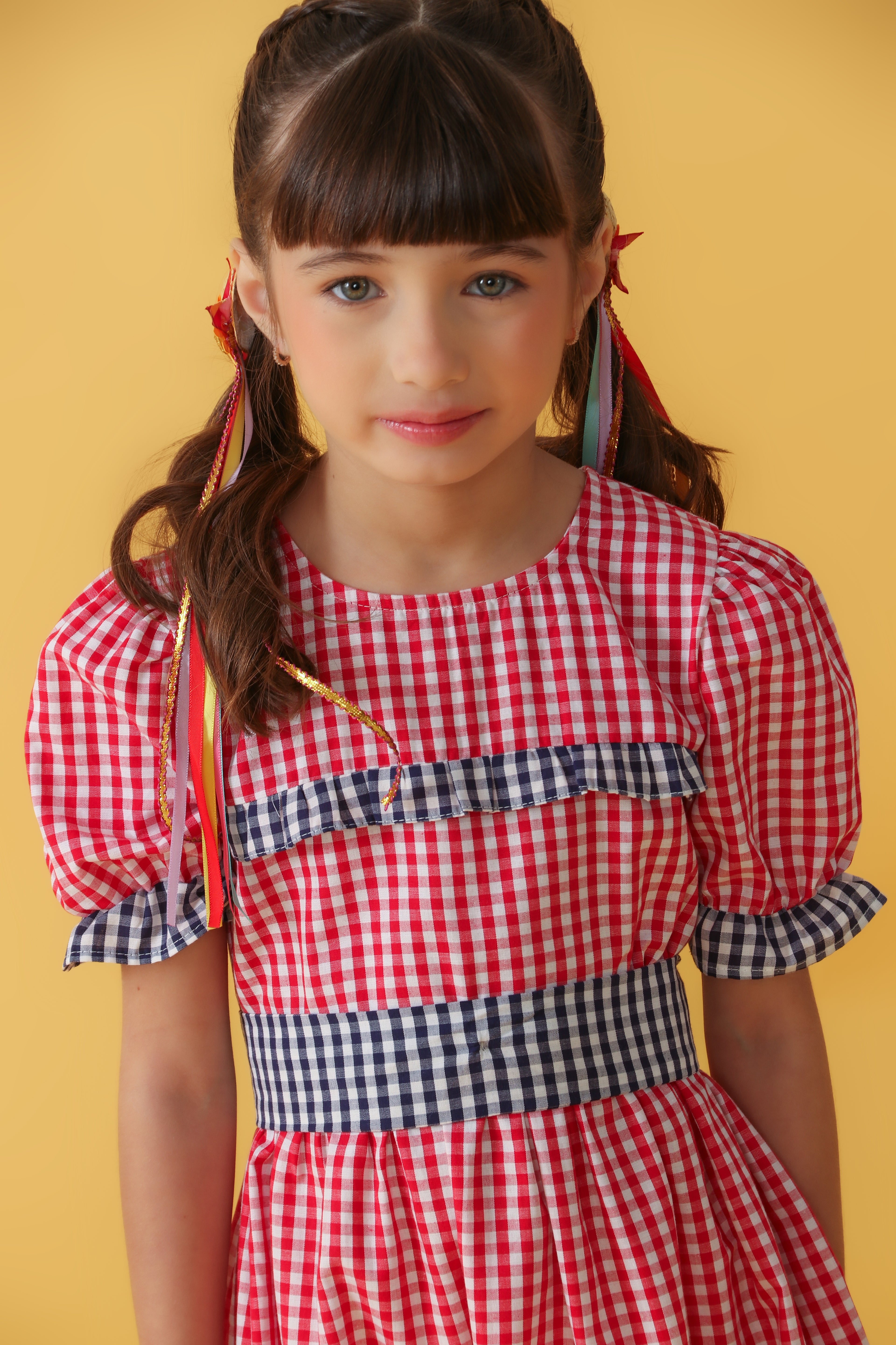 VESTIDO CHIQUINHA XADREZ VERMELHO COM AZUL