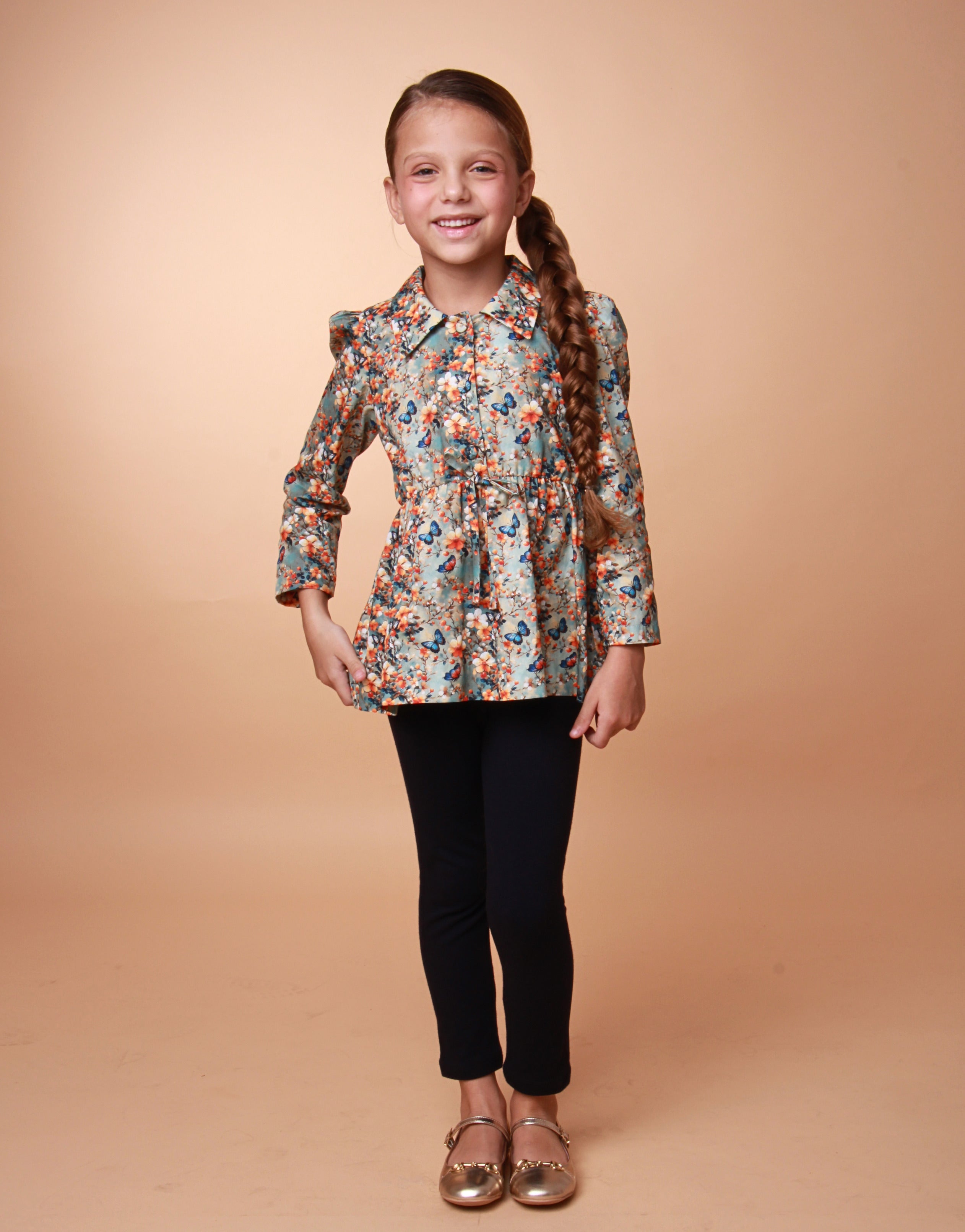 BATA MANGA LONGA ALICIA BORBOLETA LARANJA
