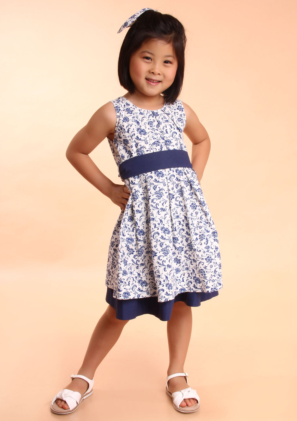 VESTIDO MARJORIE FOLHAS MARINHO