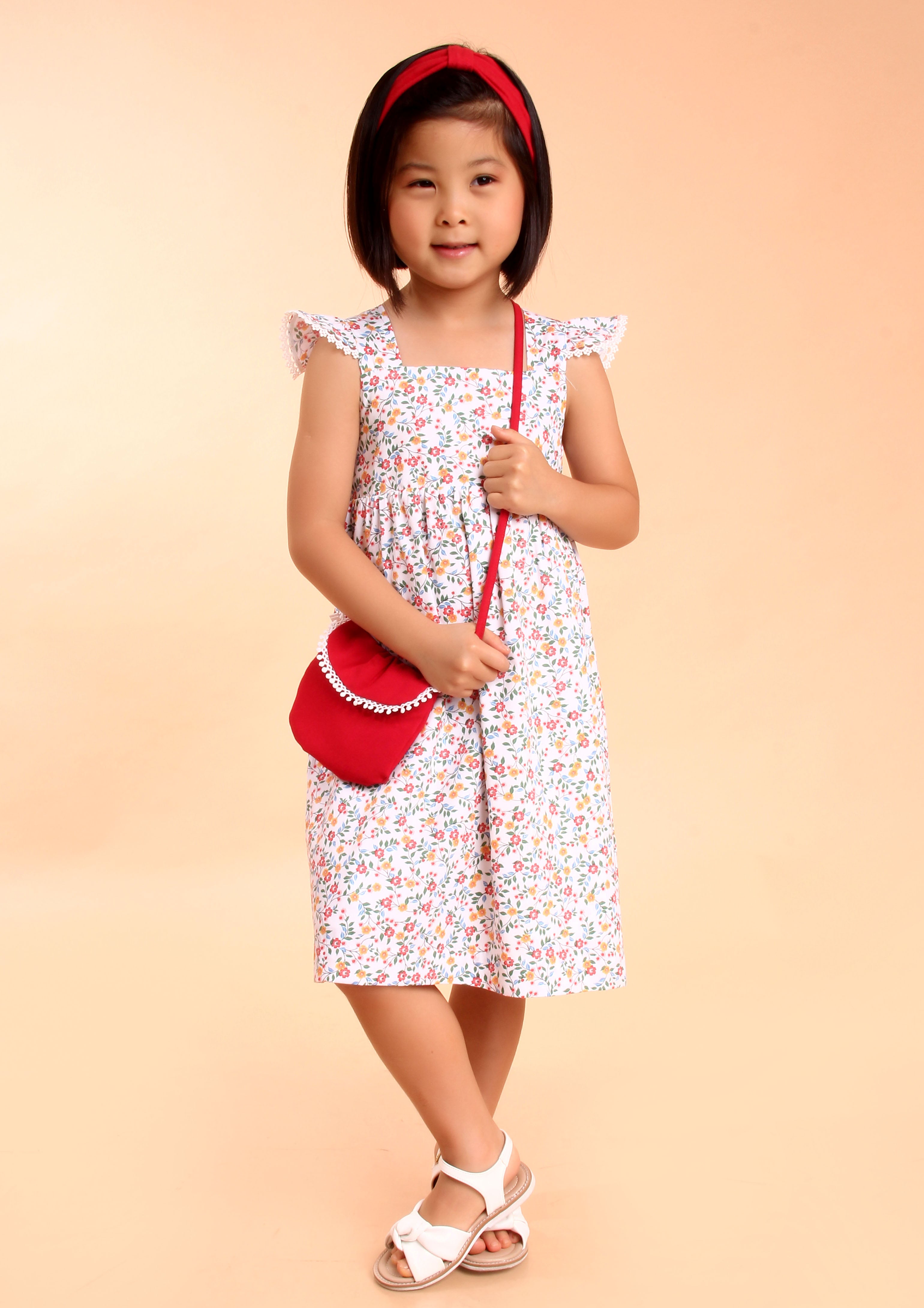 VESTIDO EVELYN FLORZINHA VERMELHO