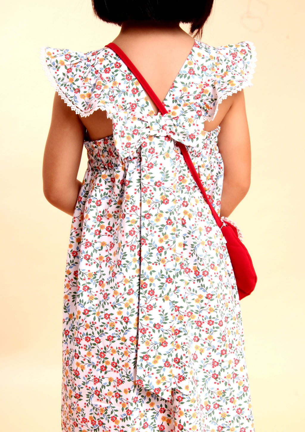 VESTIDO EVELYN FLORZINHA VERMELHO