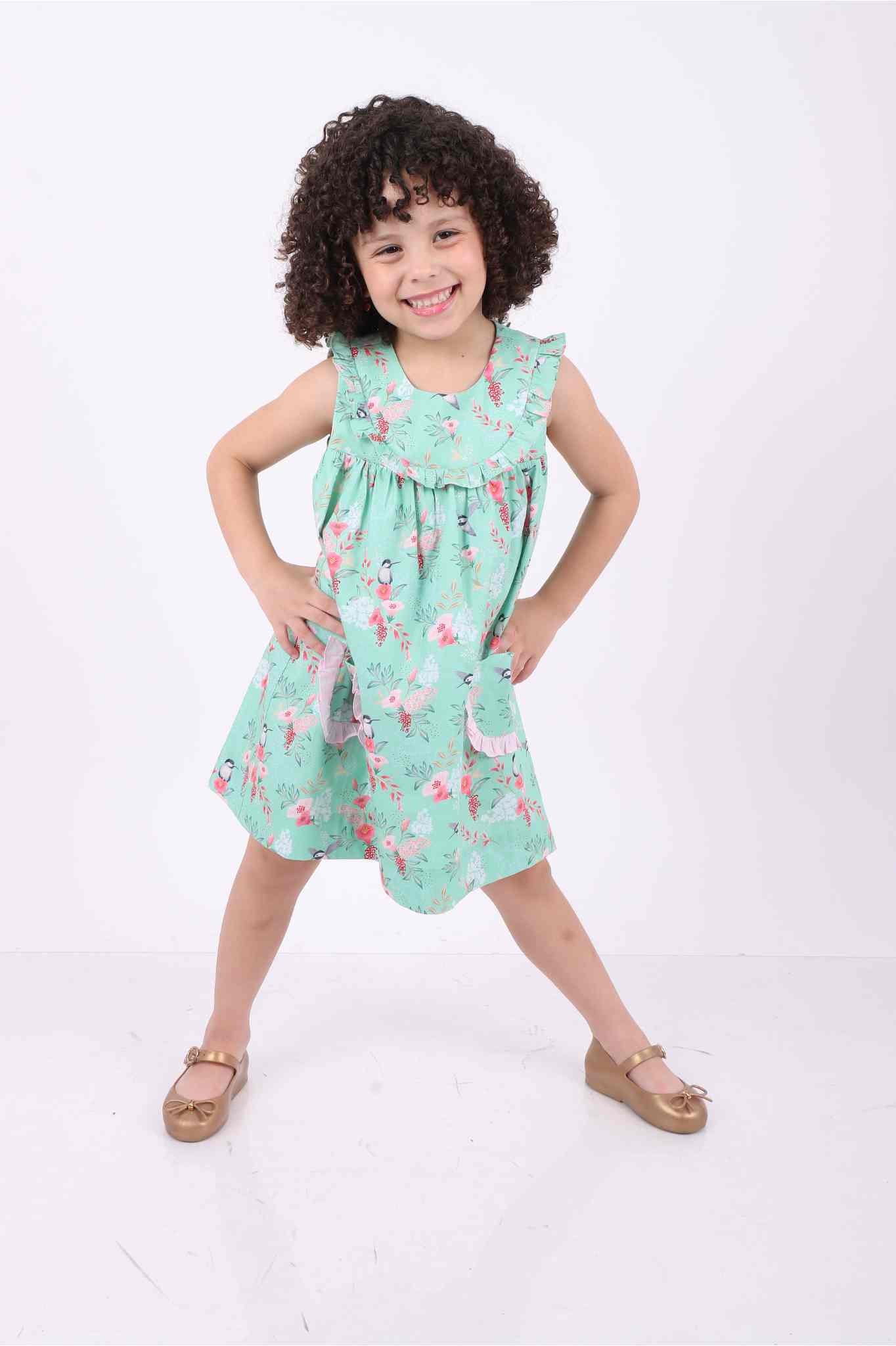 VESTIDO ISABELA PÁSSAROS VERDE