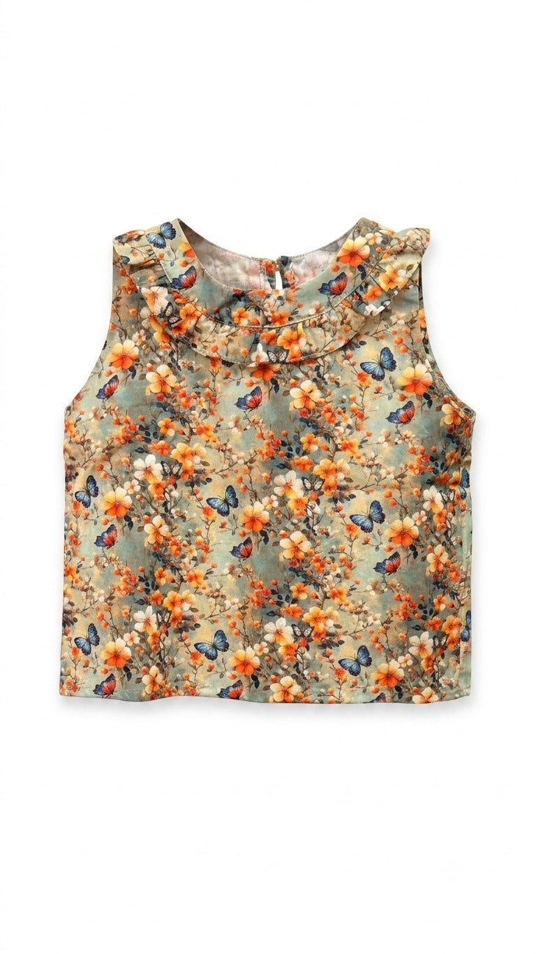 BLUSA REGATA JADE BORBOLETA LARANJA